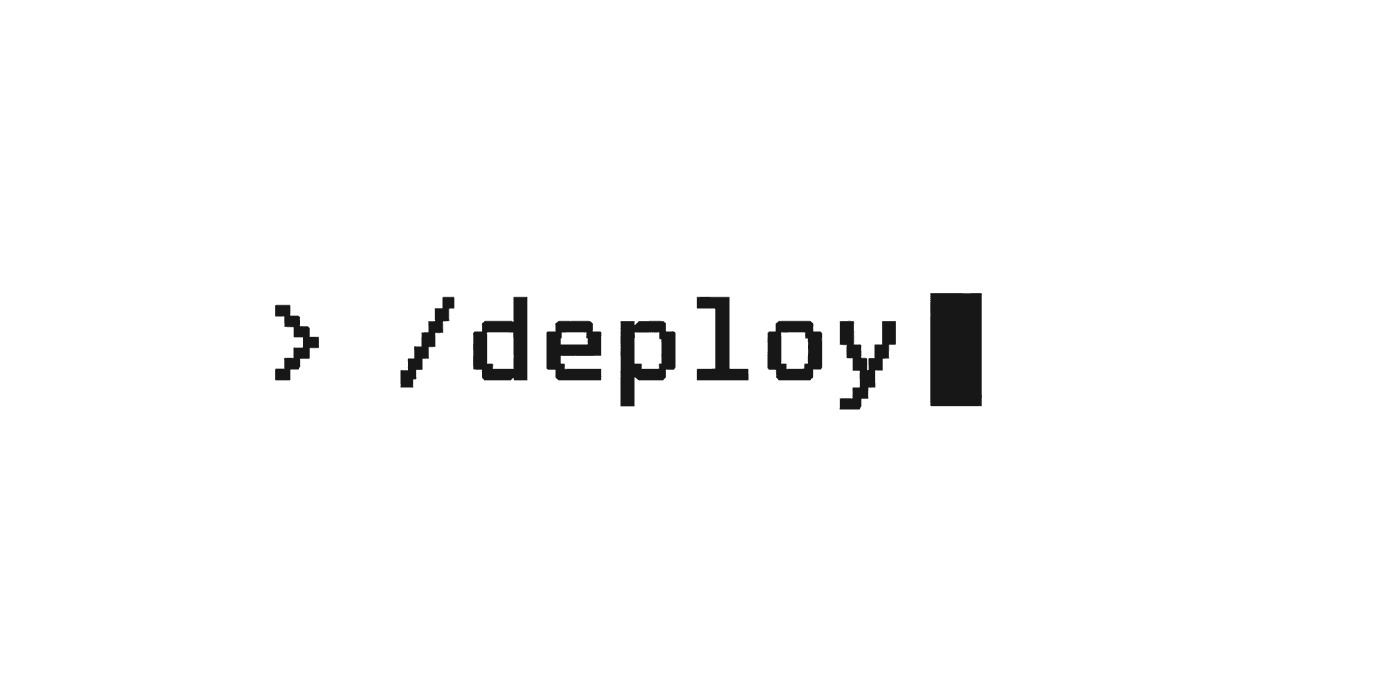 A terminal prompt reading slash deploy with a blinking block cursor
