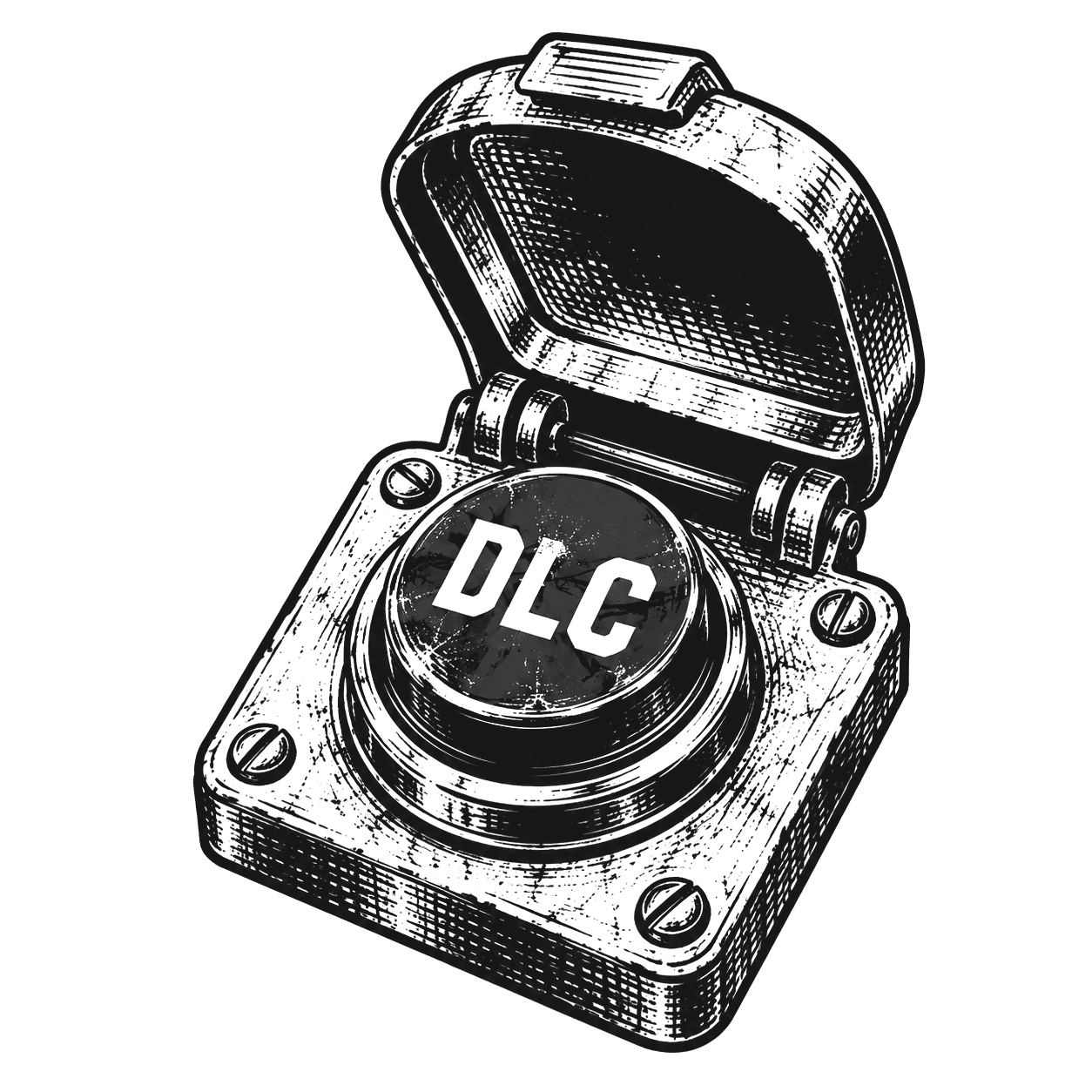 Engraving of a single large button under a guarded cover