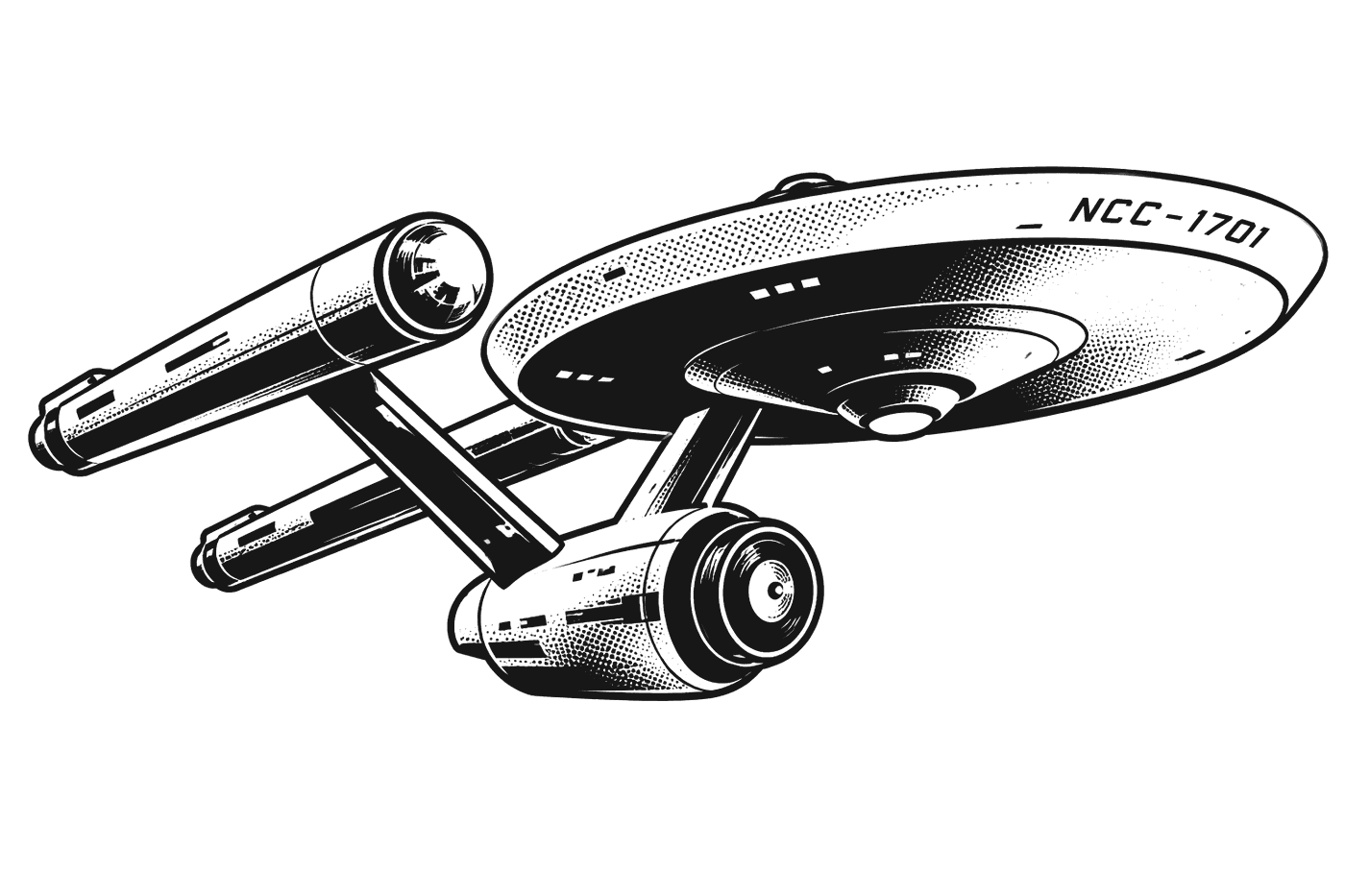 Line engraving of the starship Enterprise, NCC-1701